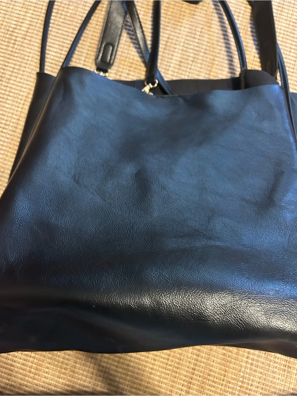 Anthropologie Black Leather Hobo Tote